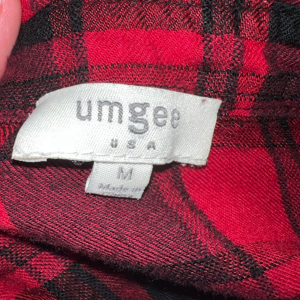 Umgee red buffalo plaid tunic top - Picture 7 of 15